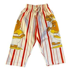 Vintage Red and white striped 90s style cartoon character print pants